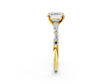 Yellow gold Asscher Solitaire with Side Baguettes and Channel Set Band_9