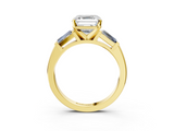 Yellow gold Asscher Solitaire with Tapered Baguette Side Stones on a Classic Band with Four-Prong Setting_10