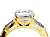 Yellow gold Asscher Solitaire with Tapered Baguette Side Stones on a Classic Band with Four-Prong Setting_11