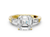 Yellow gold Asscher Solitaire with Tapered Baguette Side Stones on a Classic Band with Four-Prong Setting_7