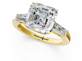 Yellow gold Asscher Solitaire with Tapered Baguette Side Stones on a Classic Band with Four-Prong Setting_8