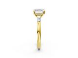 Yellow gold Asscher Solitaire with Tapered Baguette Side Stones on a Classic Band with Four-Prong Setting_9