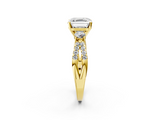 Yellow gold Asscher Three-Stone Diamond Ring with Pavé Split Shank and Four-Prong Setting_27