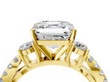 Yellow gold Asscher Three-Stone Diamond Ring with Pavé Split Shank and Four-Prong Setting_29