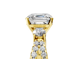 Yellow gold Asscher Three-Stone Diamond Ring with Pavé Split Shank and Four-Prong Setting_30
