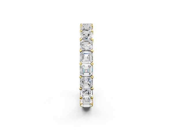 Yellow gold Asscher cut diamond Eternity Band with Shared Prong Setting