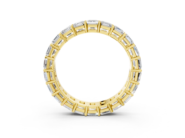 Yellow gold Asscher cut diamond Eternity Band with Shared Prong Setting