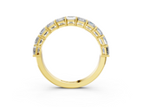 Yellow gold Asscher cut diamond Half Eternity Band with Shared Prong Setting_16