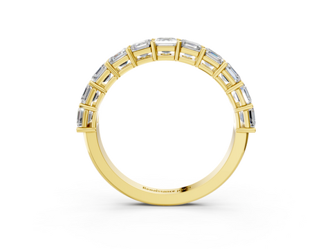 Yellow gold Asscher cut diamond Half Eternity Band with Shared Prong Setting_16