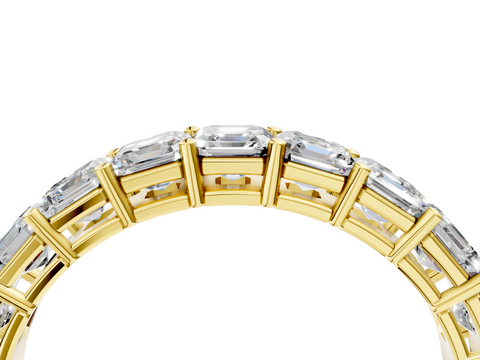 Yellow gold Asscher cut diamond Half Eternity Band with Shared Prong Setting_17
