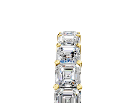 Yellow gold Asscher cut diamond Half Eternity Band with Shared Prong Setting_18