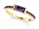 Yellow gold Baguette Amethyst Pavé Band with Bar Setting_7