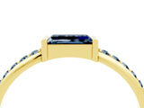 Yellow gold Baguette Aquamarine Pavé Band with Bar Setting_10