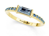 Yellow gold Baguette Aquamarine Pavé Band with Bar Setting_7