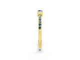 Yellow gold Baguette Aquamarine Pavé Band with Bar Setting_8