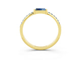 Yellow gold Baguette Aquamarine Pavé Band with Bar Setting_9