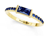 Yellow gold Baguette Blue Sapphire Pavé Band with Bar Setting_7