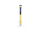 Yellow gold Baguette Blue Sapphire Pavé Band with Bar Setting_8
