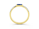 Yellow gold Baguette Blue Sapphire Pavé Band with Bar Setting_9