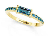 Yellow gold Baguette Blue Topaz Pavé Band with Bar Setting_7