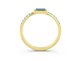 Yellow gold Baguette Blue Topaz Pavé Band with Bar Setting_9