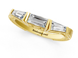 Yellow gold Baguette Cut Channel Set Milgrain Band with V-Prong Setting_5