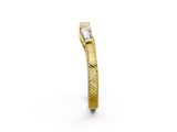 Yellow gold Baguette Cut Channel Set Milgrain Band with V-Prong Setting_6
