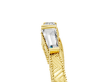 Yellow gold Baguette Cut Channel Set Milgrain Band with V-Prong Setting_9