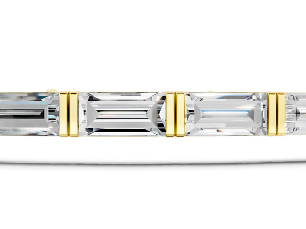 Yellow gold Baguette Cut Diamond Bar Set Tennis Bracelet