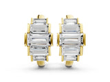Yellow gold Baguette Cut Diamond Graduated Channel Set Hoop Earrings