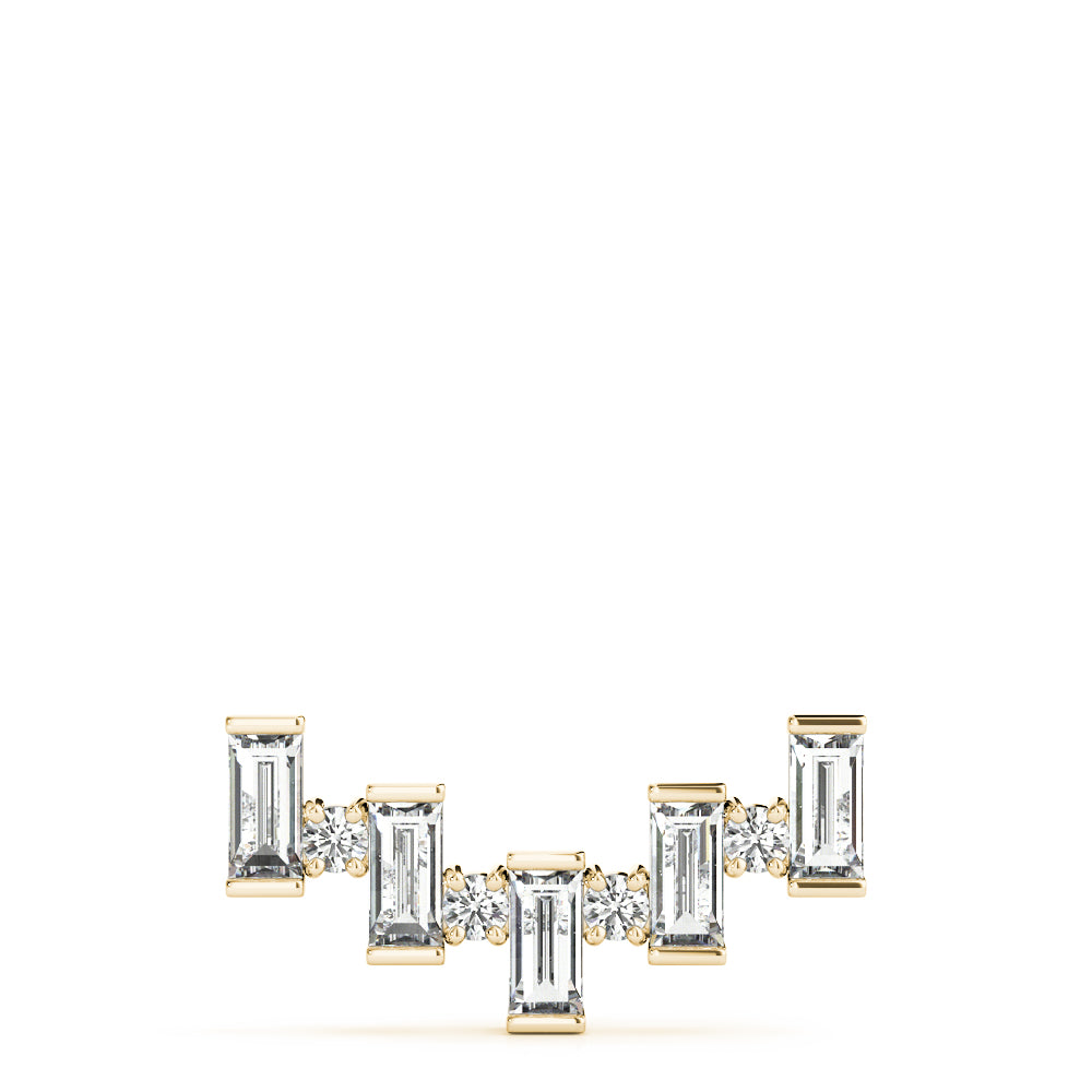 Yellow gold Baguette Diamond Bar Pendant with Prong Setting 1