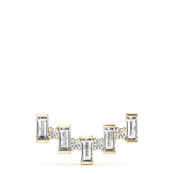 Yellow gold Baguette Diamond Bar Pendant with Prong Setting