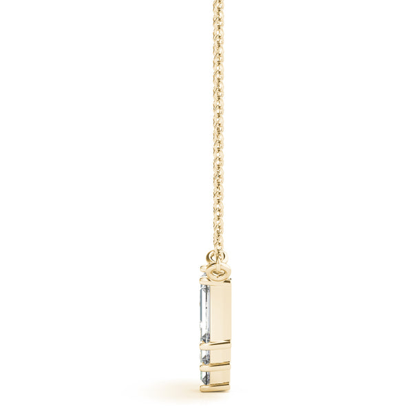 Yellow gold Baguette Diamond Bar Pendant with Prong Setting