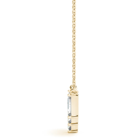 Yellow gold Baguette Diamond Bar Pendant with Prong Setting 2