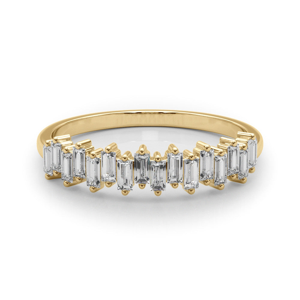 Yellow gold Baguette Diamond Bar Set White Gold Band with Shared Prong Setting 1