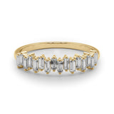 Yellow gold Baguette Diamond Bar Set White Gold Band with Shared Prong Setting 1