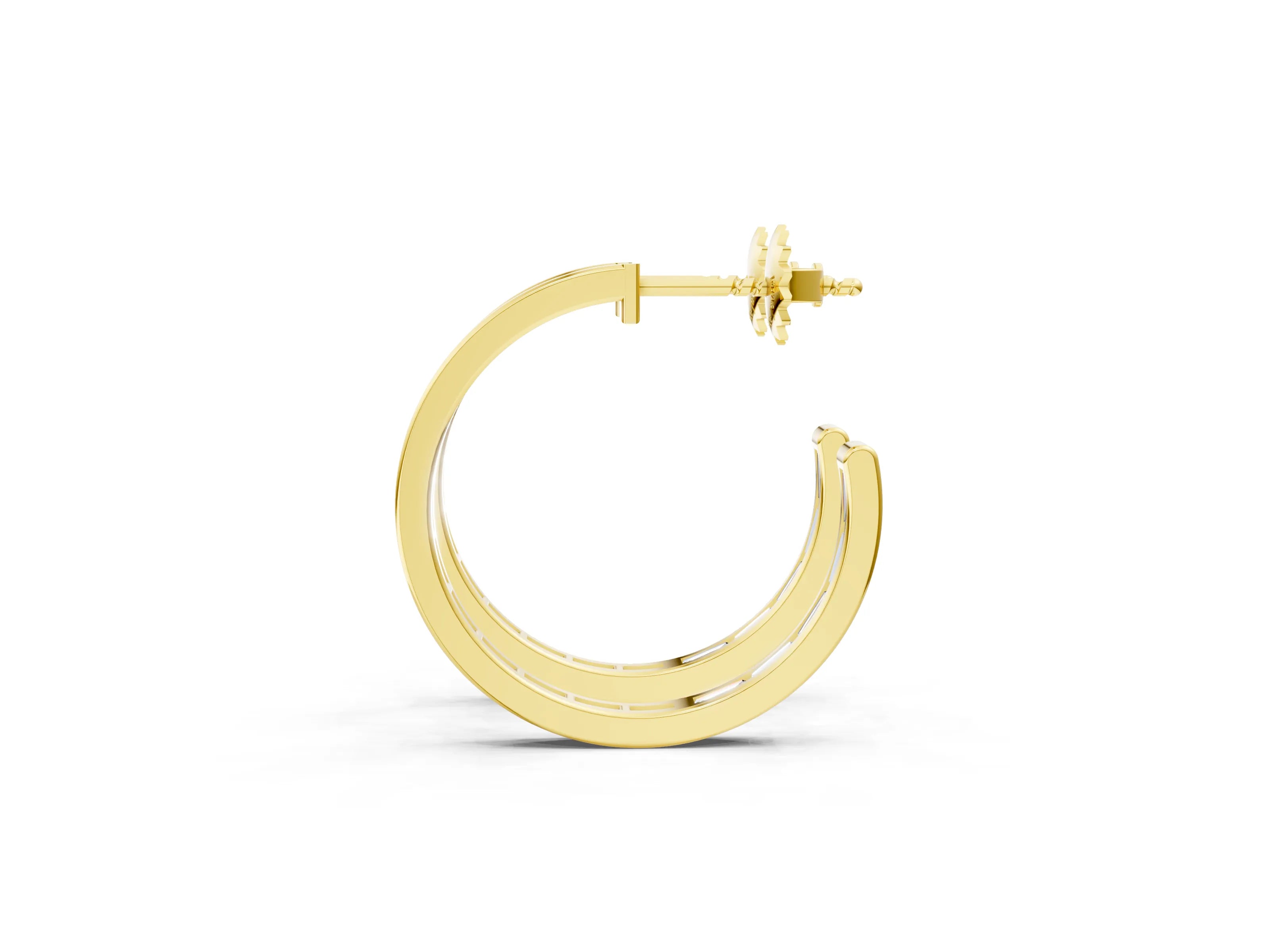 Yellow gold Baguette Diamond Channel-Set Inside-Out Hoop Earrings_1