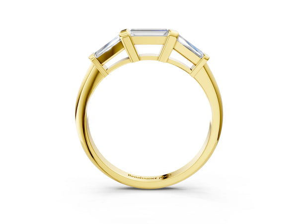 Yellow gold Baguette Diamond Channel Set White Gold Band