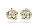10K Yellow Gold 0.67 Carat E-F VVS-VS Baguette Diamond Cluster Stud Earrings