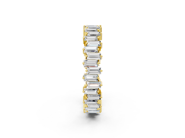 Yellow gold Baguette Diamond Full Eternity Ring with Prong Setting