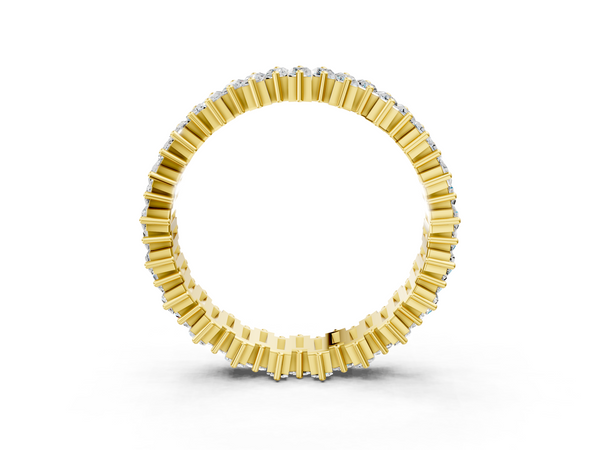 Yellow gold Baguette Diamond Full Eternity Ring with Prong Setting