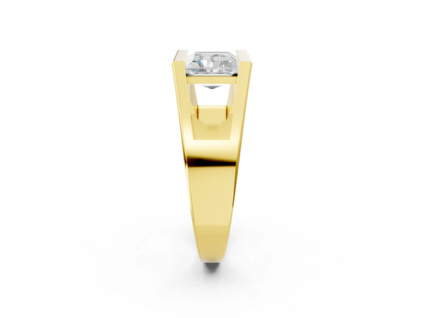 Yellow Gold Baguette East-West Geometric Solitaire Engagement Ring Setting with Open Sides