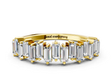 Yellow gold Baguette Diamond Half Eternity Ring with Prong Setting_73