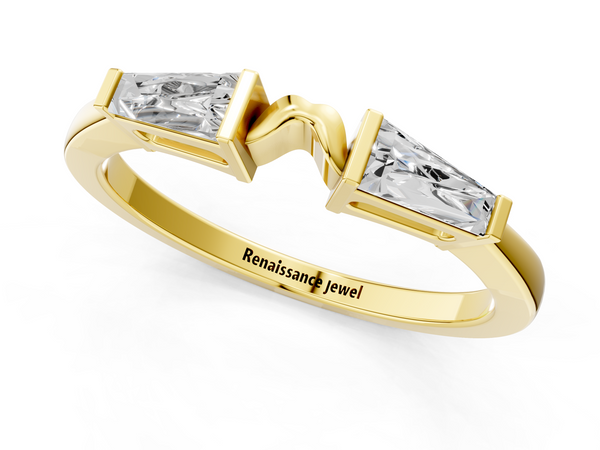 Yellow gold Baguette Diamond Open Band with Bar Prong Setting