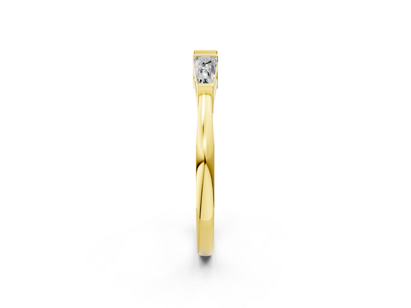 Yellow gold Baguette Diamond Open Band with Bar Prong Setting