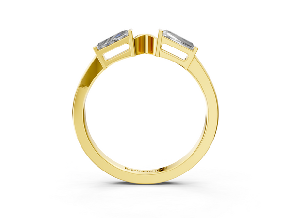 Yellow gold Baguette Diamond Open Band with Bar Prong Setting