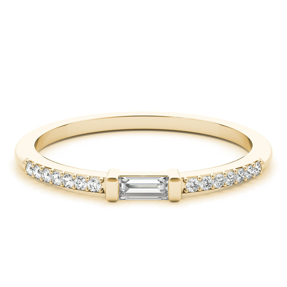 Yellow gold Baguette Diamond Pave Band with Bar Prong Setting 1