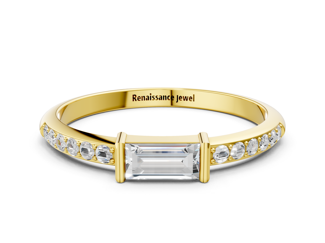 Yellow gold Baguette Diamond Pave Band with Bar Prong Setting_23