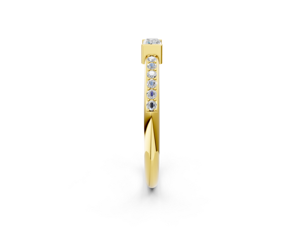18K Yellow Gold Baguette Diamond Pave Band with Bar Prong Setting