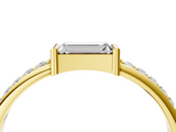 18K Yellow Gold Baguette Diamond Pave Band with Bar Prong Setting